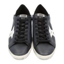 Pre Owned Golden Goose Black Superstar Leather Sneakers Size 41