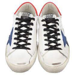 Pre Owned Golden Goose White/Red/Blue Superstar low-top sneakers Size EU 43