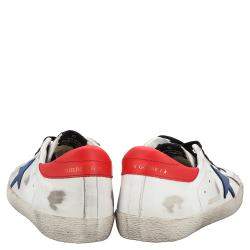 Pre Owned Golden Goose White/Red/Blue Superstar low-top sneakers Size EU 43