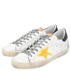 Pre Owned Golden Goose White/Yellow Superstar low-top sneakers Size EU 42
