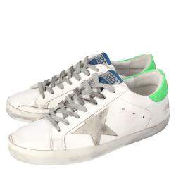 Golden Goose White/Green Superstar Classic Sneakers Size EU 41