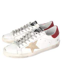 Pre Owned Golden Goose White/Red Superstar Classic Sneakers Size EU 43
