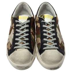 Pre Owned Golden Goose Camouflage Canvas and Suede Superstar Sneakers Size 43