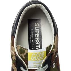 Pre Owned Golden Goose Camouflage Canvas and Suede Superstar Sneakers Size 43