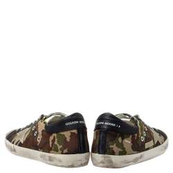Pre Owned Golden Goose Camouflage Canvas and Suede Superstar Sneakers Size 43