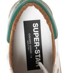 Pre Owned Golden Goose Green Leather Superstar Low Top Sneakers 41