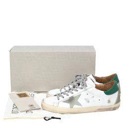 Pre Owned Golden Goose Green Leather Superstar Low Top Sneakers 41