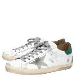 Pre Owned Golden Goose Green Leather Superstar Low Top Sneakers 41