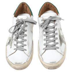 Pre Owned Golden Goose Green Leather Superstar Low Top Sneakers 41