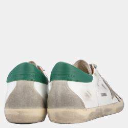 Pre Owned Golden Goose White/Green Leather Superstar Sneaker Size EU 41