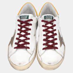 Pre Owned Golden Goose White/Yellow Leather Superstar Sneaker Size EU 44