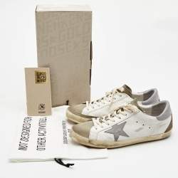 Pre Owned Golden Goose White/Grey Suede Superstar Low Top Sneakers Size 44