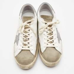 Pre Owned Golden Goose White/Grey Suede Superstar Low Top Sneakers Size 44