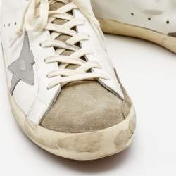 Pre Owned Golden Goose White/Grey Suede Superstar Low Top Sneakers Size 44