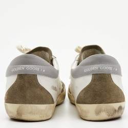 Pre Owned Golden Goose White/Grey Suede Superstar Low Top Sneakers Size 44
