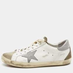 Pre Owned Golden Goose White/Grey Suede Superstar Low Top Sneakers Size 44