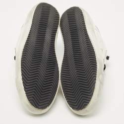 Pre Owned Golden Goose White Leather and Glitter Low Top Sneakers Size 42