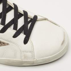Pre Owned Golden Goose White Leather and Glitter Low Top Sneakers Size 42