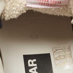 Pre Owned Golden Goose White Leather and Glitter Low Top Sneakers Size 42