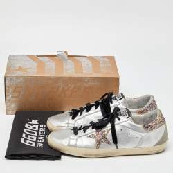 Golden Goose Silver Leather Rainbow Superstar Sneakers Size 42