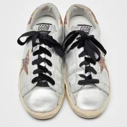 Golden Goose Silver Leather Rainbow Superstar Sneakers Size 42