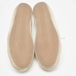 Pre Owned Golden Goose White Leather and Croc Embossed Superstar Sneaker Mules Size 39