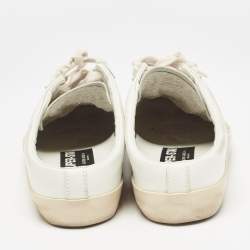 Pre Owned Golden Goose White Leather and Croc Embossed Superstar Sneaker Mules Size 39