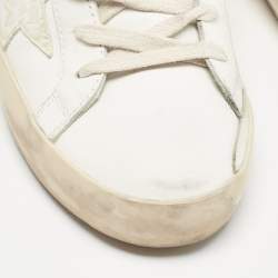 Pre Owned Golden Goose White Leather and Croc Embossed Superstar Sneaker Mules Size 39