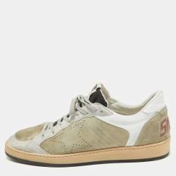 Golden Goose Grey Leather and Suede Ballstar Lace Up Sneakers Size 44
