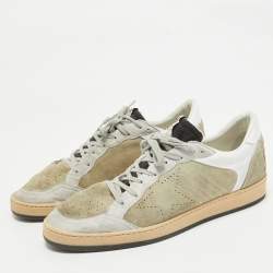 Golden Goose Grey Leather and Suede Ballstar Lace Up Sneakers Size 44