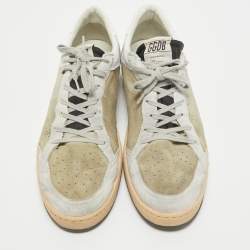 Golden Goose Grey Leather and Suede Ballstar Lace Up Sneakers Size 44