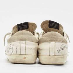 Pre Owned Golden Goose White/Grey Leather and Suede Superstar Sneakers Size 43