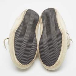 Pre Owned Golden Goose White/Grey Leather and Suede Superstar Sneakers Size 43