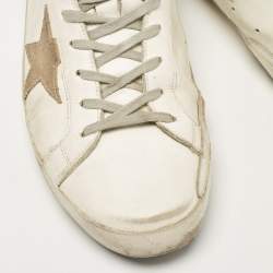 Pre Owned Golden Goose White Leather Super Star Lace Up Sneakers Size 46