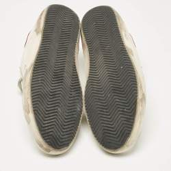 Pre Owned Golden Goose White Leather Super Star Lace Up Sneakers Size 46