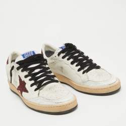 Pre Owned Golden Goose White Leather Ballstar Lace Up Sneakers Size 40