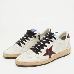 Pre Owned Golden Goose White Leather Ballstar Lace Up Sneakers Size 40