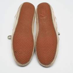 Pre Owned Golden Goose White/Gold Leather and Suede Superstar Low Top Sneakers Size 40