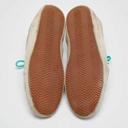 Pre Owned Golden Goose White Leather and Mesh Superstar Low Top Sneakers Size 43