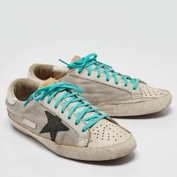 Pre Owned Golden Goose White Leather and Mesh Superstar Low Top Sneakers Size 43