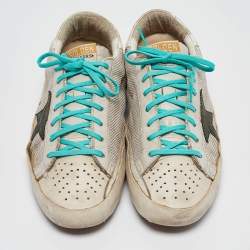 Pre Owned Golden Goose White Leather and Mesh Superstar Low Top Sneakers Size 43