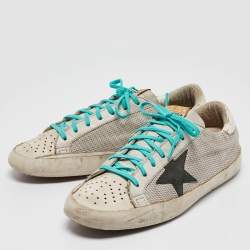 Pre Owned Golden Goose White Leather and Mesh Superstar Low Top Sneakers Size 43