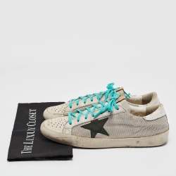 Pre Owned Golden Goose White Leather and Mesh Superstar Low Top Sneakers Size 43