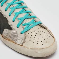 Pre Owned Golden Goose White Leather and Mesh Superstar Low Top Sneakers Size 43