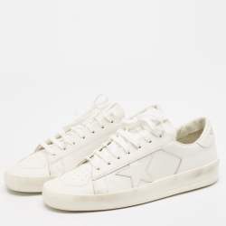 Pre Owned Golden Goose White Leather Stardan Lace Up Sneakers Size 41