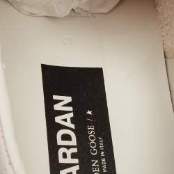 Pre Owned Golden Goose White Leather Stardan Lace Up Sneakers Size 41