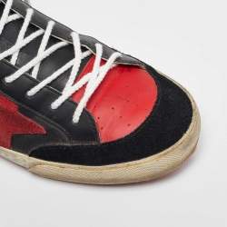 Pre Owned Golden Goose Black/Red Leather Superstar Low Top Sneakers Size 43