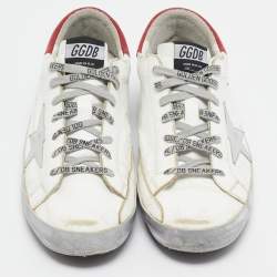 Pre Owned Golden Goose White Leather Superstar Lace Up Sneakers Size 43