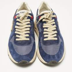 Golden Goose Navy Blue Nylon and Suede Lace Up Sneakers Size 46