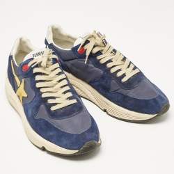 Golden Goose Navy Blue Nylon and Suede Lace Up Sneakers Size 46